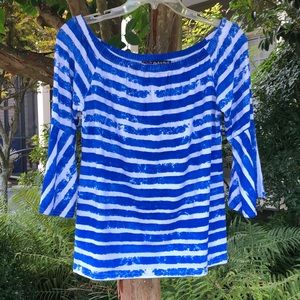 Peck & Peck blue and white top, Sz Lg